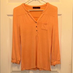 The Limited Peach Long Sleeve 3-Button Top